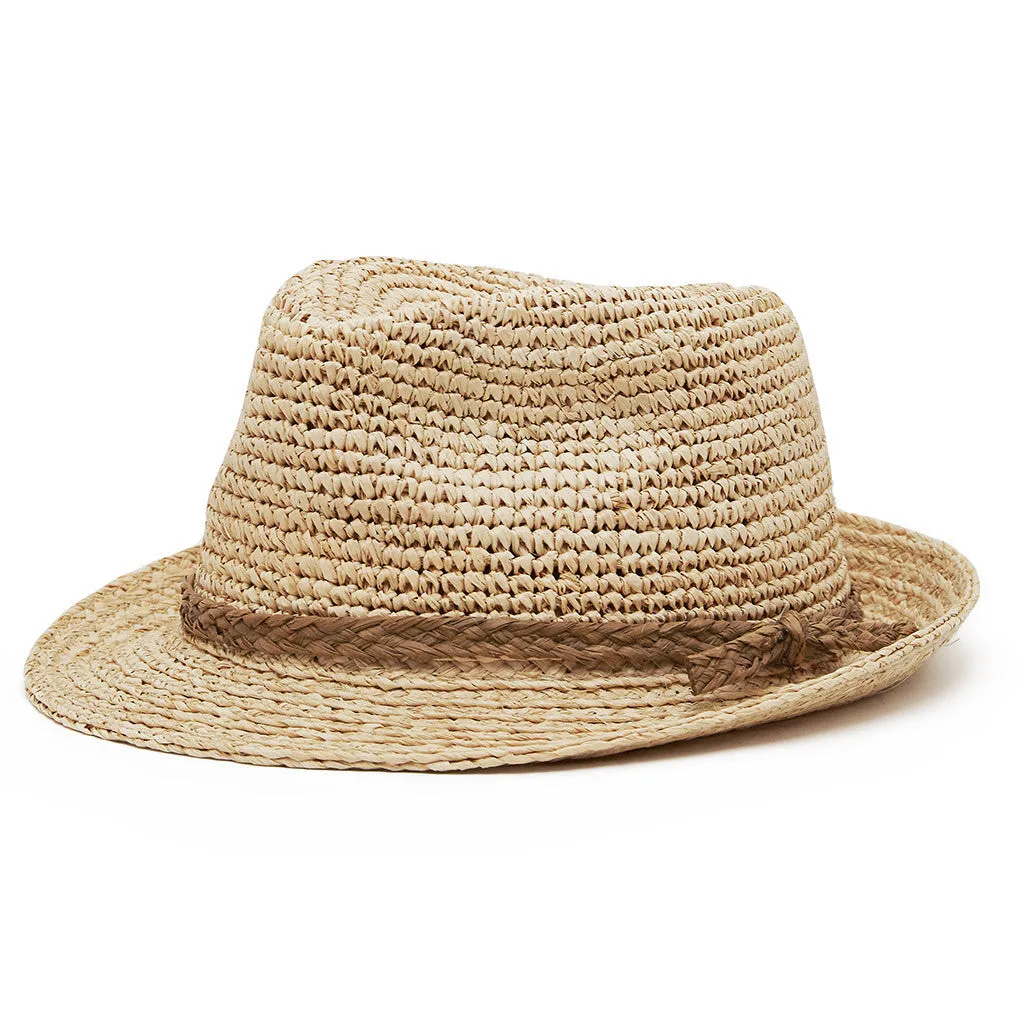 Fedora Hat - Raffia Straw with Natural Trim